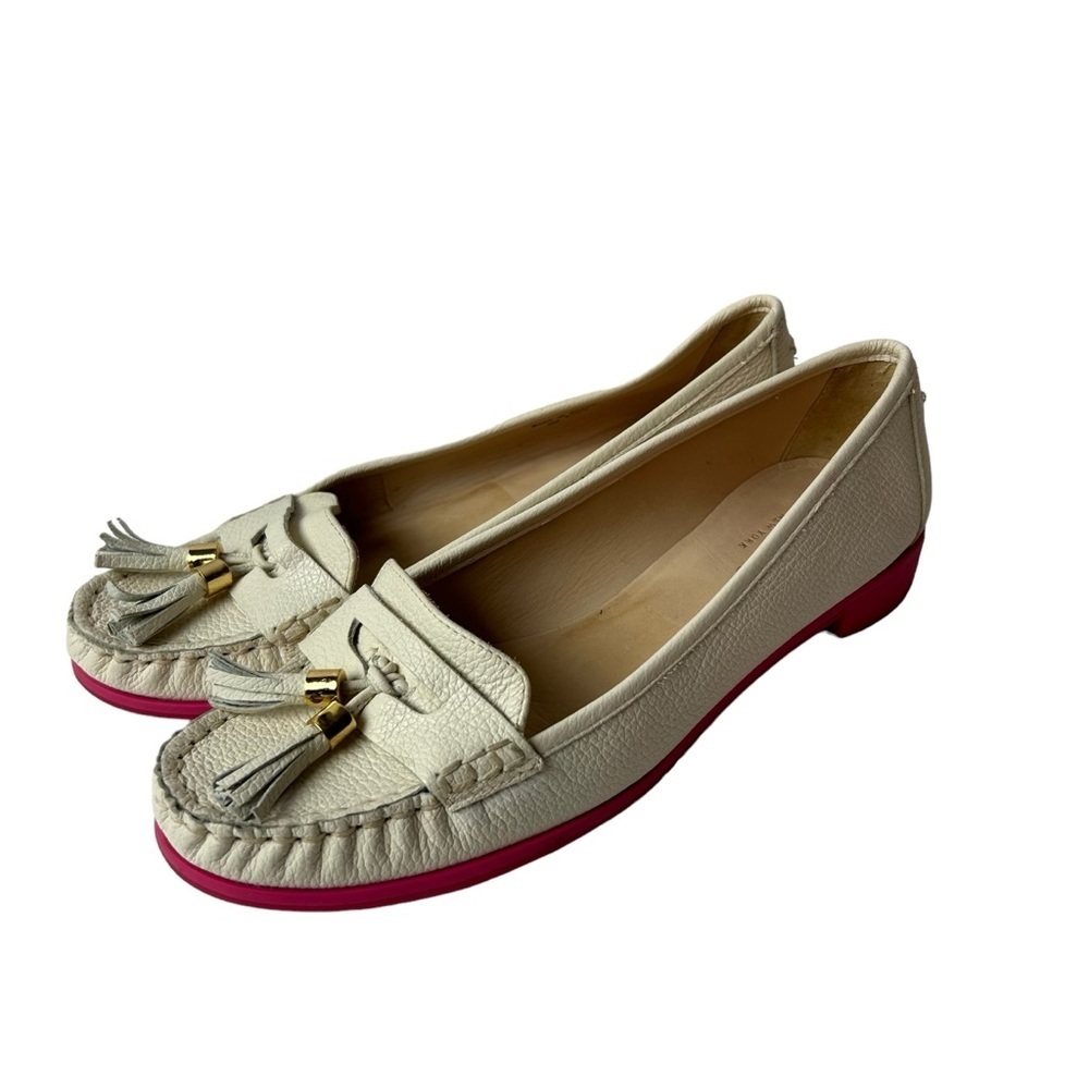 Kate Spade Women’s Loafers Tassel ivory Leather Shoes Size 7.5 M - Picture 3 of 8